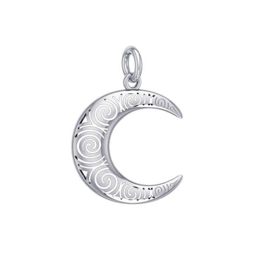 Spiral Crescent Moon Sterling Silver Charm TCM676 - Jewelry